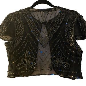 Black Sequin Bolero Jacket